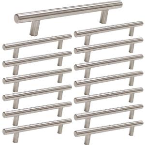 homdiy 15 Pack Brushed Nickel Cabinet Pulls 3 Inch Handles Stainless Steel Cabinet Hardware for Kitchen and Bathroom Cabinets, 5 Inch Overall Drawer Pull (3in hole centers)