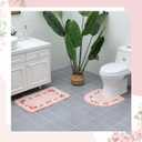 Drydiet 3 Pcs Rose Flowers Bathroom Rugs Set Coquette Room Decor Floral Carpet for Bathroom Bedroom Living Room, Floral Bath Mat Non Skid Romantic Rose Flower Area Rugs 3 Shapes(Pink,Small)