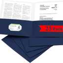 Zzrywuty 25 Packs Paper Folders with Pockets for Students,Businessmen and Office Workers,Letter Size,Two Pocket Folders with Card Slot for Office,Business,School Supplies (Royal Blue)