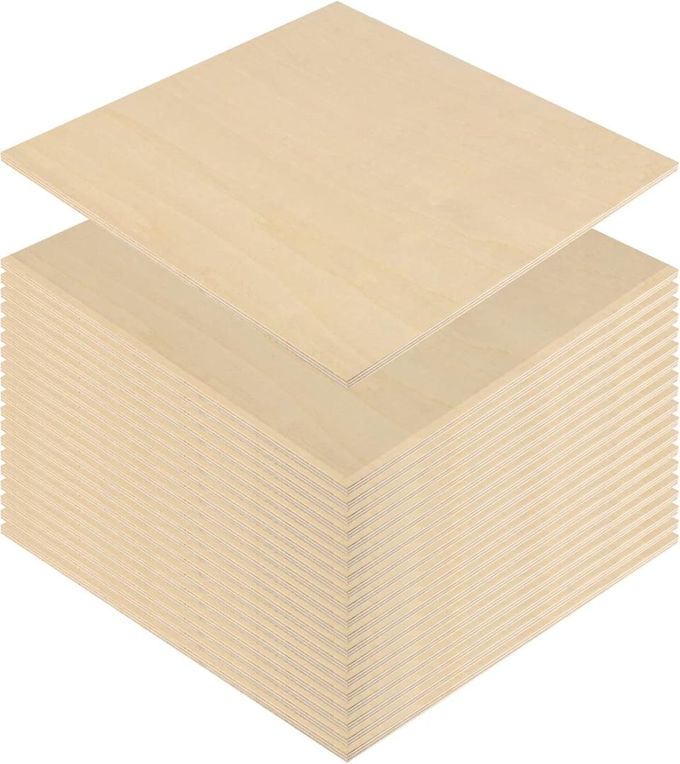 MUKCHAP 15 Piece 10 Inch Square Wood Sheets, 1/4 Inch Unfinished Wood Sheets, Plywood Boards for Crafts, Drawing, Carving, DIY