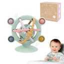 TYRY.HU Silicone Baby Teething Toys for Babies 0-6 6-12 Months, Multi Purpose High Chair Toys, Baby Suction Table Toys, Teething Relief Chew Toy, Sensory Rattle Toy with Textures for Infants, Green