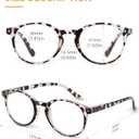 JOLISU 5 Pack Reading Glasses For Women/Men-Blue Light Blocking Computer Reader w/Round Frame - Retro Clear Lens Fake Eyeglasses2.0 (Black + Transparent +Leopard + Tortoise + Orange)
