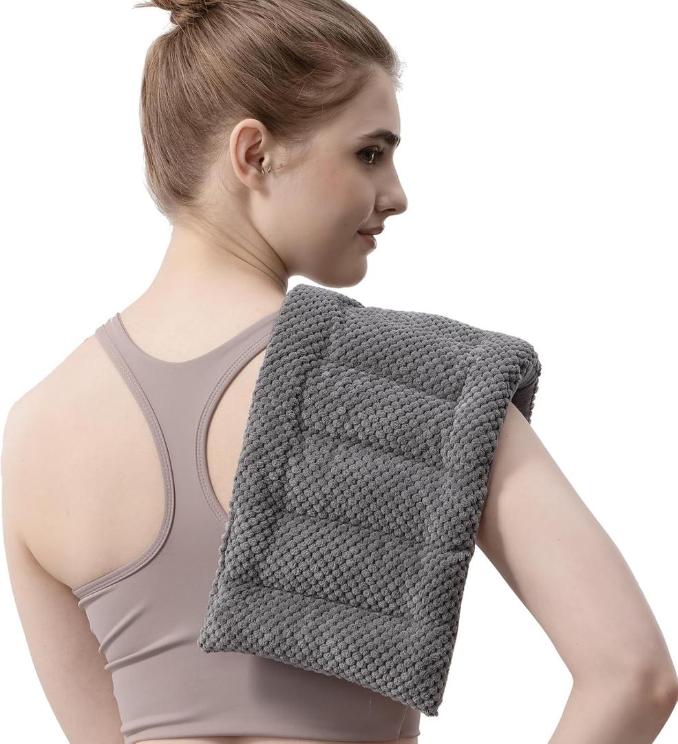 Weighted Microwave Heating Pad (1.8 lbs), 16x7 Inch Microwavable HotPack for Muscle Pain Relief Soothes Aches in Shoulders, Lower Back & Abdomen, Moist Heat Therapy Reusable (Dark Grey)