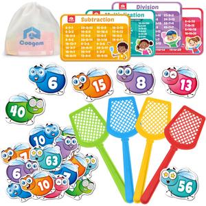 Coogam Math Counting Game, Math Manipulative Learning Swat The Fly Cards, Practice with Addition, Subtraction, Multiplication & Division, 1st 2nd & 3rd Grade Educational Toy for Homeschool
