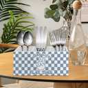 Blue Checkered Classroom Pen Pencil Holder Organizer for Desk Accessories, Trendy Preppy Long Live Play Time Wooden Box Sign Desk Decor for Kids Boys Room Bedroom Playroom Decoration