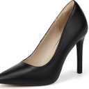 IDIFU Women High Heels Closed Pointed Toe Stiletto Pumps Shoes (Black, 9)