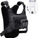 Running Vest with 2L Water Bladder, USA Original Patent, Lightweight Adjustable Chest Pack with Pistol Holster, Reflective Running Hydration Vest for Women Men for Hiking Marathon (Medium-Large, Black)