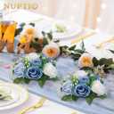 NUPTIO Wedding Floral Centerpieces for Tables: Dusty Blue & White Fake Flower Ball for Weddings Party - 2 Pcs Artificial Rose Arrangements for Birthday Bridal Shower Decorations