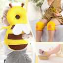 Baby Head Protector,Infant Fall Protection, Baby Head Protector Cushion Backpack with Baby Knee Pads Anti Slip Socks for Walking & Crawling (Yellow Bees)