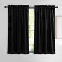 NICETOWN Black Out Velvet Curtains 54 inches Long for Patio, Solid Heavy-Duty Energy Saving Short Window Treatments Rod Pocket Drapes for Cafe (2 Panels42 inch Wide)
