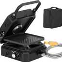 2 Burner Propane Stove Compatible with Propane Cylinders,2 Burner Camp Stove with Griddle and 16000 BTU Adjustable Burners, Portable Camping Stove Propane with Carry Bag and Handle for Camping, Black 