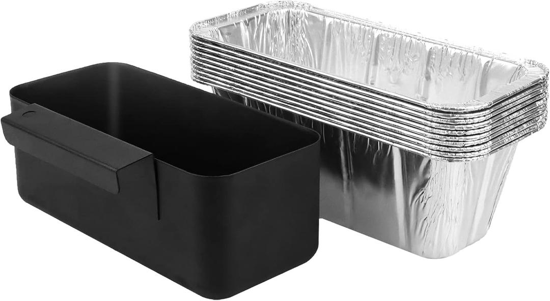Griddle Grease Catcher with 10 Pack Disposable Aluminum Foil Grease Cup Liners for Blackstone Griddle Accessories Griddle Drip Pans Grease Trap for Blackstone 28 36 inch