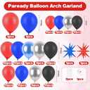 2 x Paready Red Black Blue Balloon Arch, 120 Pcs Matte Red Blue and Black Balloon Garland, Royal Blue Metallic Silver Blue Red Star Foil Balloons for Boys Men Birthday Party Decorations
