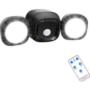 TOOWELL Battery Powered Flood Lights Outdoor with Remote - Security Lights Outdoor Motion Sensor IP65 Waterproof Wireless Flood Lights Outside for Garage Backyard Garden Patio Porch Stair (Black-1P)