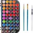 Watercolor Paint, 48 Colors Washable Watercolor Paint Set with a Brush a Refillable Water Brush Pen and Palette, Non-toxic Water Color Paints Sets for Kids Adults Artists Children Students Beginner