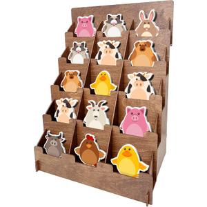 Sticker Display Stand for Vendors - 5 Tier Wooden Display Rack with Adjustable Dividers - Portable and Easy to Assemble - Perfect for Stickers, Coasters, Postcards, and More