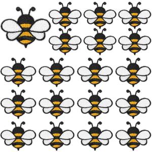 AUGSUN 30pcs Bee Iron on Patches Bee Embroidered Sew Applique Repair Patch DIY Crafts for Clothing Jacket Jeans Pants Dress Backpack Hat Bee Themed Birthday Party Decorations