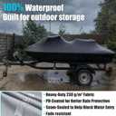 Obcursco Jet Ski Cover Waterproof 600D Heavy Duty PWC Cover, Trailering | 116" to 145" for 2-3 Seaters, Adjustable Straps and Air Vents Fits for Sea-Doo, Yamaha and Kawasaki Storage