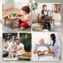 Bamboo Bed Table Tray with Support Bar and Foldable Legs, Breakfast Food Trays Table for Bed Sofa Eating and Laptops, TV Lap Tray Table on Couch (Applied for Invention Patent)