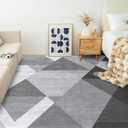 HOMFINE Washable Modern Area Rug - Geometric Style 8x10 Rugs for Living Room, Bedroom, Machine Washable Rug Soft Non Slip Non Shedding Area Rug - Grey, 8'x10'