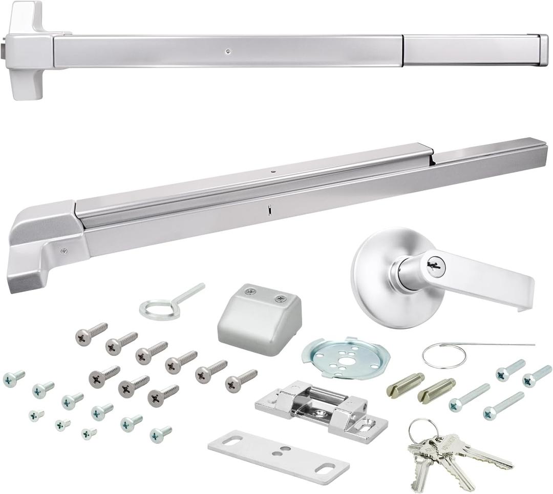 Nuk3y ED-5000 Series Panic Bar Exit Device Grade 1 ADA Certifed, Fit Door Width 30"-36" (Aluminum, Exit Device w/Storeroom Lever)