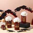 Domensi 3 Sets Graduation Table Centerpiece Decorations Maroon and Gold Class of 2026 Includes 3 Silk Artificial Flower 9 Congrats Grad Sticks Picks Toppers 3 Metal Vases for Home Party Supplies Gifts