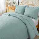HoneiLife Quilt Set Queen Size - 3 Piece Queen Quilt Bedding Set Microfiber Quilt Sets Lightweight Bedspreads Reversible Coverlets Retro Bed Cover Floral Bedding Set All Season Quilts-Sage Green