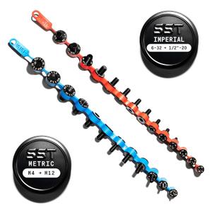 SST - Identibolt Flex - Portable Nut and Bolt Male and Female Thread Gauge Checker - Imperial SAE and Metric Threads - Measure & Mount Almost Anywhere - Double-Sided Gauges - Made in USA