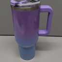 40 oz Shiny Tumbler with Handle and Straw,Stainless Steel Tumbler with Lid and Straw,Insulated Travel Mug(Cold for 34 Hours),Water Bottle for Iced Tea,Coffee (Purple)