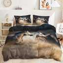 QOOMO Horse Duvet Cover Set Queen Size,Galloping Horse 3 Piece Bedding Set,Running Horse Comforter Cover with Pillow Shames,Ultra Soft,100% Polyester,No Comforter,No Sheets