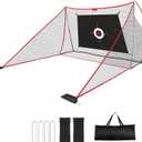 10x7ft Golf Hitting Net with Built in Side Barriers, Heavy Duty Practice Net for Driving Swing Chipping Home Simulator Training, Portable Training Aid with Carry Bag