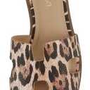 Soda Shoes Women Slip-On Cushioned Sandals H-Band Flat Flip-Flops Slides Square Toe KNIT-S Leopard Cheetah SIZE 8