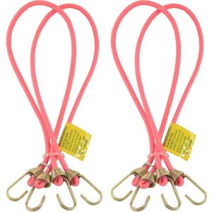 Marcobrothers Multipurpose Mini Bungee Cord with Steel Hook for Tarps, Tents, Camping Accessories and Auto Park Accessories (14 inch X 4, Pink)