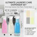 3 Pack Laundry Detergent Dispenser with 5 Labels, 40 OZ Plastic Fabric Softener Bottle, Reusable Detergent Container, Laundry Room Organizer for Liquid Soap Powder Bleach Scent Booster Beads