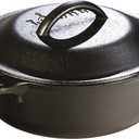 Lodge Cast Iron Dutch Oven 2 Quart - Loop Handle Cooking Vessel - Even Heat Retention - Oven-Safe, Versatile Pot