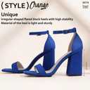 IDIFU Blue Heels High Chunky Block Square Open Toe Ankle Strap Heeled Sandals Wedding Bridal Prom Dressy Comfortable Sexy Trendy Bride Bridesmaid Dress Shoes Thick Heels(Blue Suede, 6)