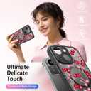 FUNMIKO for iPhone 15 Plus Case Wireless Charging & Military-Grade Protection - Cute Floral Design for Women Girls, Non-Slip Matte Cover with Shockproof Corners - Cherry and Bows