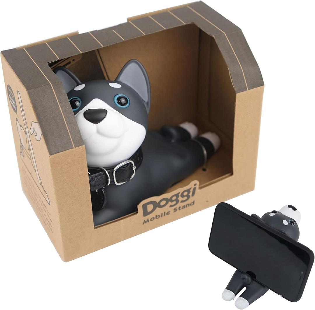 Cute Cell Phone Holder Stand for Desk, iPhone Mount for Office Tablet Accessories Gifts, Cool Desktop Decor Gadgets to Support Your Cellphone for Men Women Boys Girls - Kawaii Dog Husky
