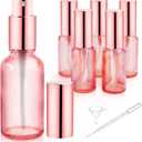 6 Pack 1 Oz Pink Glass Spray Bottles,Empty Perfume Fine Mist Atomizer,Rose-Golden Pump Head Travel Liquid Holder Containers for Cologne,Essential Oils,Body Sprays