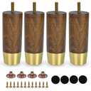 Vilanca 3 Inch Wooden Furniture Legs with Gold Cap Set of 4 Sofa Replacement Solid Wood Furniture Feet for Armchair Couch Cabinet Dresser Ottoman TV Stand Bed Legs (3 Inch)