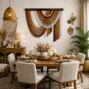 Macrame Wall Hanging Handmade Woven Macrame Tapestry, Textured Neutral No-Faded Earthy Boho Wall Decor, Foldable Macrame Wall Art for Bedroom, Living Room, Headboard or Fireplace 32" 29" (Terracotta)