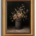 Vintage Moody Floral Gold Framed Canvas Wall Art 16x24