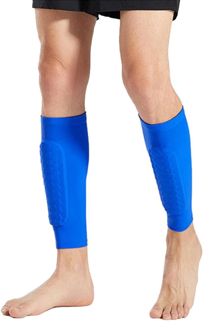 2 Pack Soccer Shin Guards Soccer Adult, Soccer Shin Guards for Kids Soccer Shin Pad with Honeycomb Pads, Shin Defender Shin Guard Sleeves, Ski Shin Guards Ski Shin Pads (X-Large, Blue)