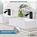 gotonovo Waterfall Tall Bathroom Faucet Single Handle Bathroom Faucets for Sink 1 Hole Stainless Steel Vessel Sink Faucet Modern Mixer Tap Wash Basin Faucet Without Pop Up Drain, Matte Black