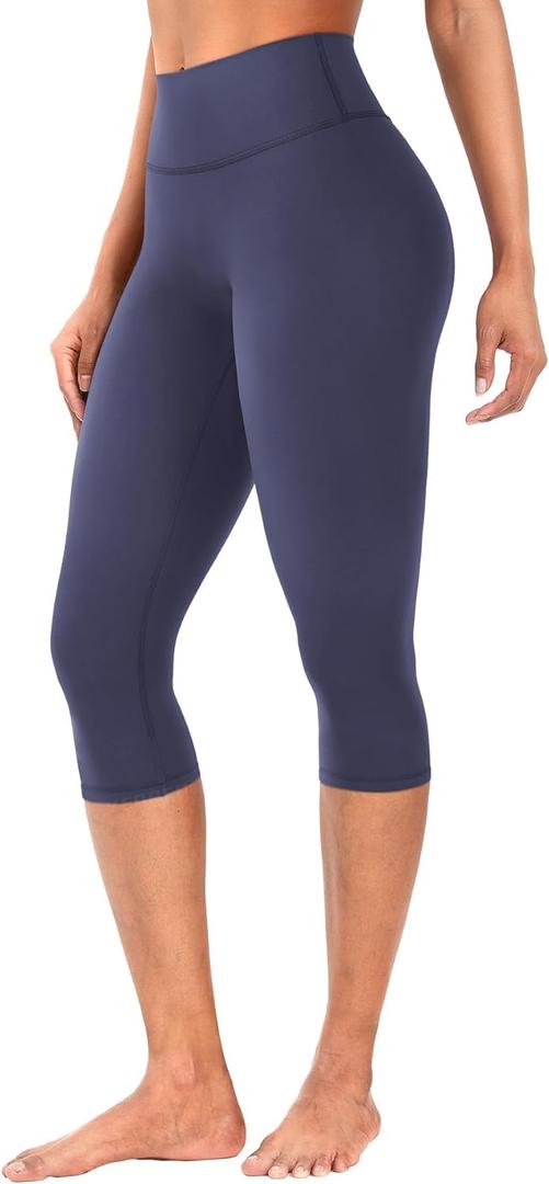 YEOREO Women's Workout Capri Leggings 17" No Front Seam High Waisted Hidden Scrunch Gym Yoga Pants, XL