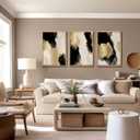 3Pcs Black and Gold Abstract Wall Art Modern Minimalist Posters Prints Neutral Abstract Pictures Painting Wall Decor for Living Room Bedroom Office Decoration Unframed, 12x16Posters