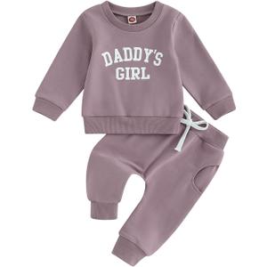 Toddler Baby Girl Clothes Daddy's Girl Long Sleeve Pullover Sweatshirt Stretch Jogger Pants Infant Fall Winter Outfit (2-3T)