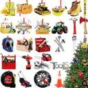 26 Pcs Construction Tools Christmas Tree Ornaments Acrylic Xmas Hanging Double Sided Pattern Handyman Ornaments for Home Party Decor