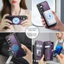 Defencase for Galaxy S26 Magnetic Wallet Case Compatible with Magsafe with RFID Blocking Zipper & Card Holder for Women Men, PU Leather Detachable Phone Case for Samsung Galaxy S26 6.3 inches, Purple