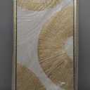 TRAIN2 ART Textured Wall Art Gold and White Geometric Canvas Circle Block Painting for Living Room Bedroom Bathroom Office Wall Decor 27"x56"